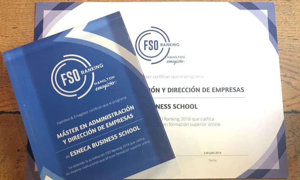 Esneca Business School, condecorado con el Premio FSO Ranking 2018